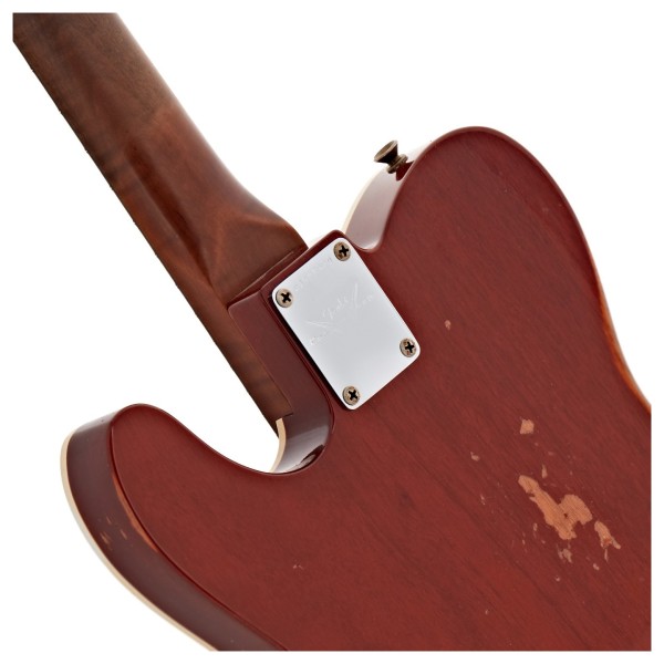 Fender Custom Shop Artisan Dual P90 Flame Maple Top Tele Relic 3A RW, Aged Tobacco Sunburst - neck joint