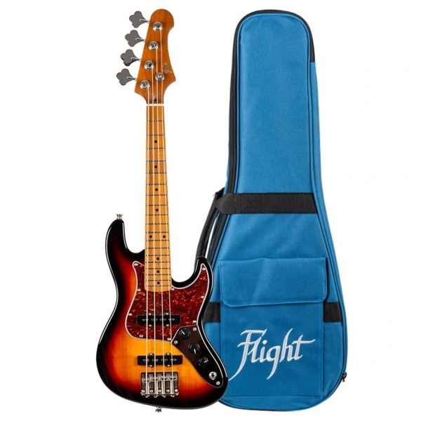 Flight Mini JB Bass, Sunburst - bass and gig bag