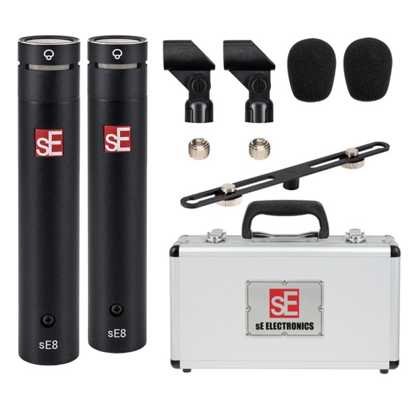 sE Electronics sE8 Supercardioid Condenser Microphones (Pair) - Full Set