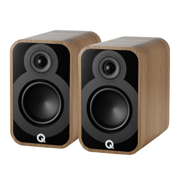 Q Acoustics Q 5020 Bookshelf Speakers, Oak (Pair) Front View