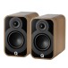 Q Acoustics Q 5020 Bookshelf Speakers, Oak (Pair) Front View