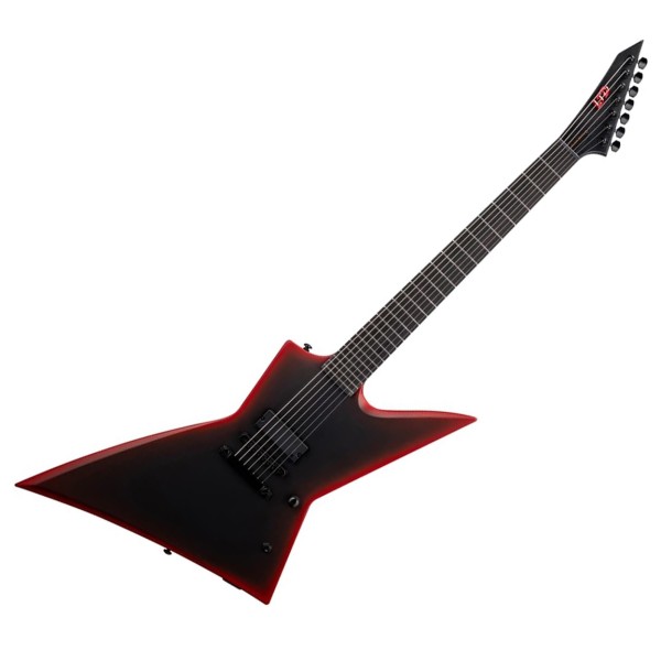 ESP LTD EXL-7 Baritone Black Metal, Black Red Burst Satin
