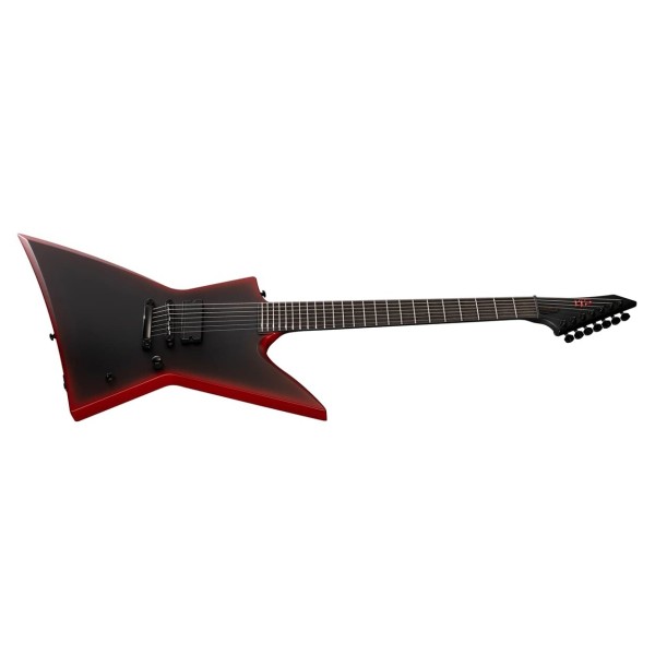 ESP LTD EXL-7 Baritone Black Metal, Black Red Burst Satin - angled shot