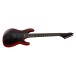ESP LTD M-7 Baritone Black Metal II, Black Red Burst Satin - angled shot