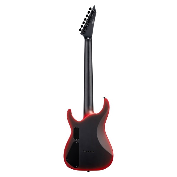 ESP LTD M-7 Baritone Black Metal II, Black Red Burst Satin - back