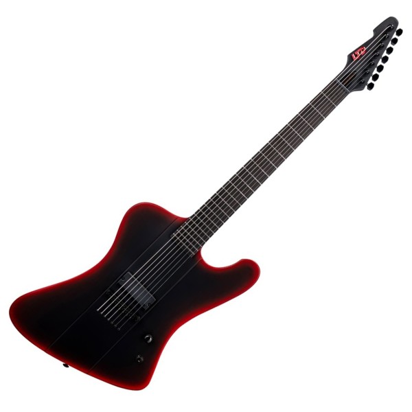 ESP LTD Phoenix-7 Baritone Black Metal II, Black Red Burst Satin