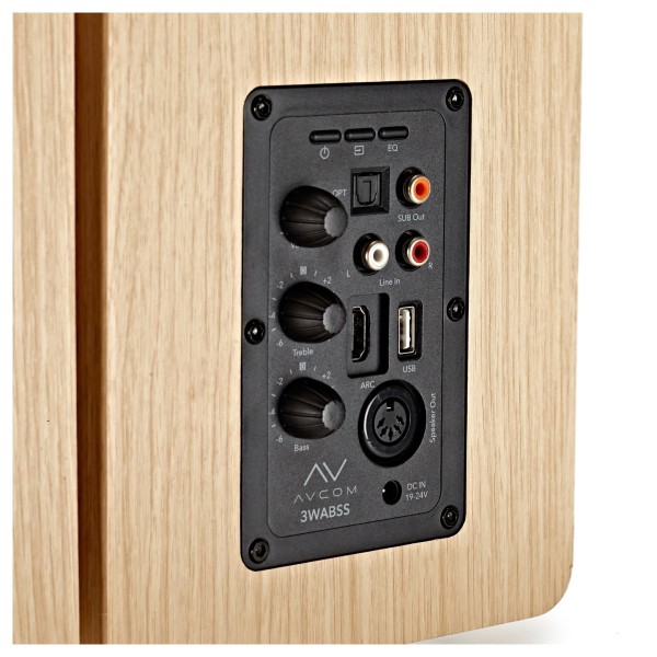 AVCOM 3-Way Active Bookshelf Speaker Pair, Oak