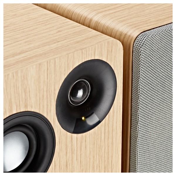 AVCOM 3-Way Active Bookshelf Speaker Pair, Oak