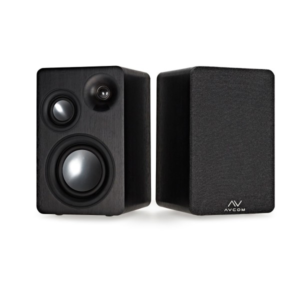 AVCOM 3-Way Active Bookshelf Speaker Pair, Charcoal Black