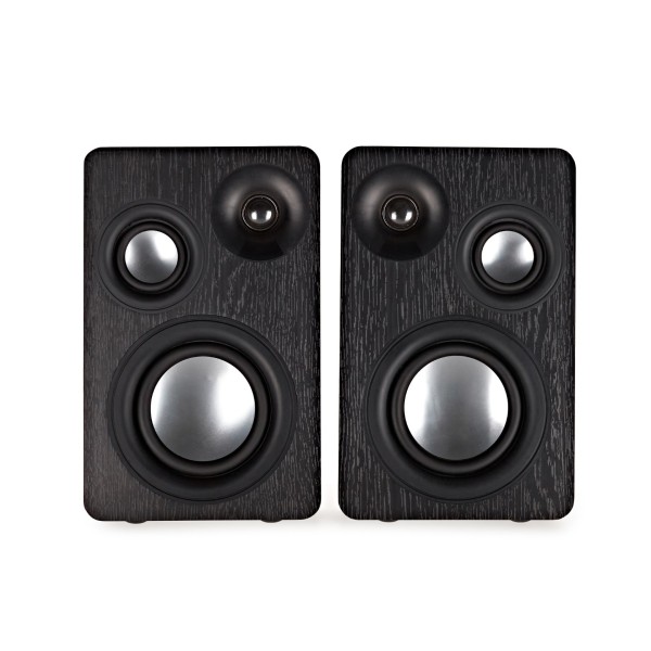 AVCOM 3-Way Active Bookshelf Speaker Pair, Charcoal Black