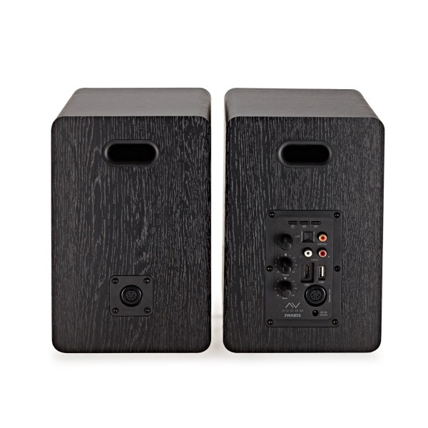 AVCOM 3-Way Active Bookshelf Speaker Pair, Charcoal Black