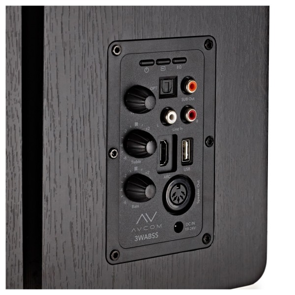 AVCOM 3-Way Active Bookshelf Speaker Pair, Charcoal Black