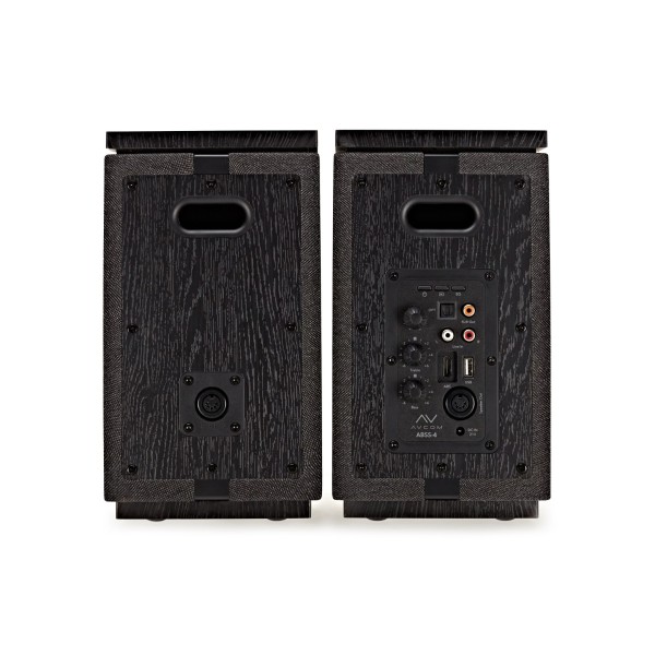 AVCOM 4" Active Bookshelf Speaker Pair, Charcoal Black