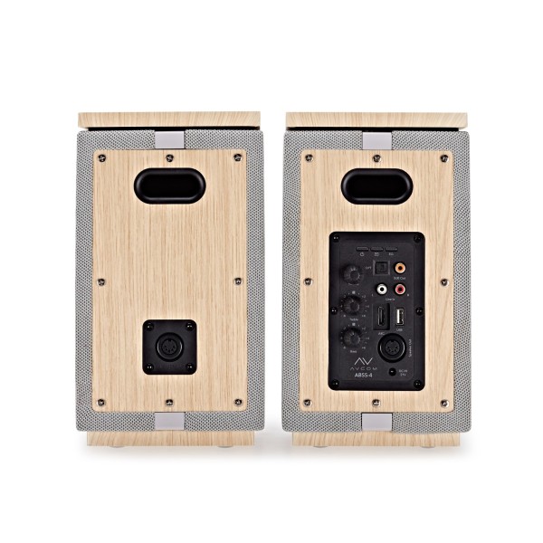 AVCOM 4" Active Bookshelf Speaker Pair, Oak