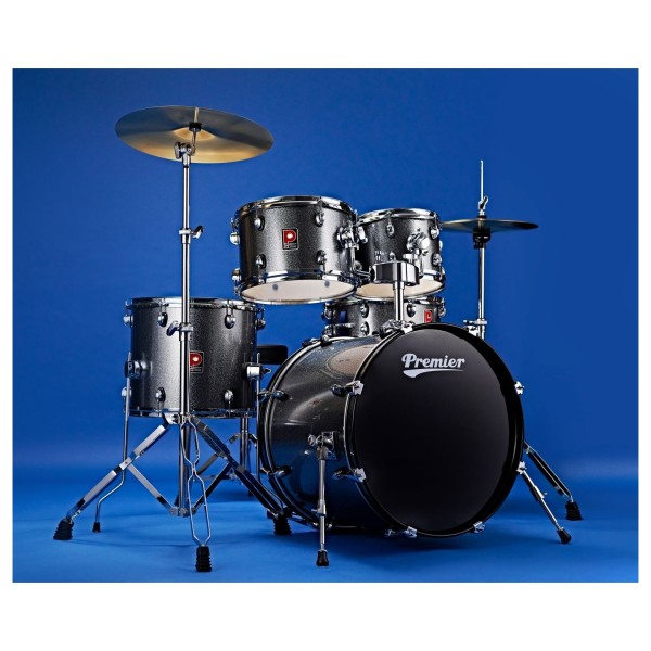 Premier Revolution 20" 5pc Drum Kit Bundle, Gunmetal Sparkle