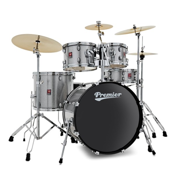 Premier Revolution 22" 5pc Drum Kit Bundle, Gunmetal Sparkle