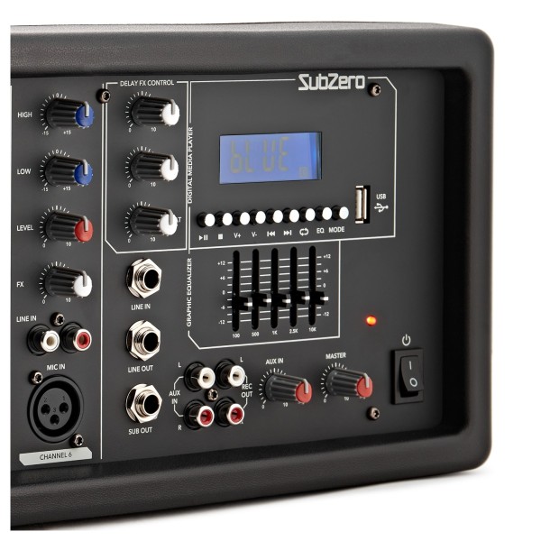 SubZero SZ-PMIX6 6 Channel Powered Mixer with Digital Media Player