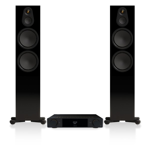 Arcam A25+ Amplifier and Monitor Audio Silver 500 8G Speakers Hi-Fi Bundle, Gloss Black - main 