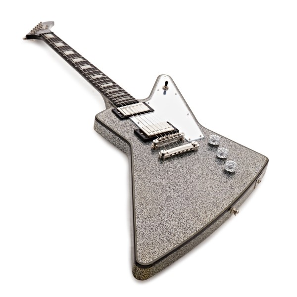 Epiphone Lzzy Hale Explorer Custom, Black Diamond Holographic Sparkle - angled shot