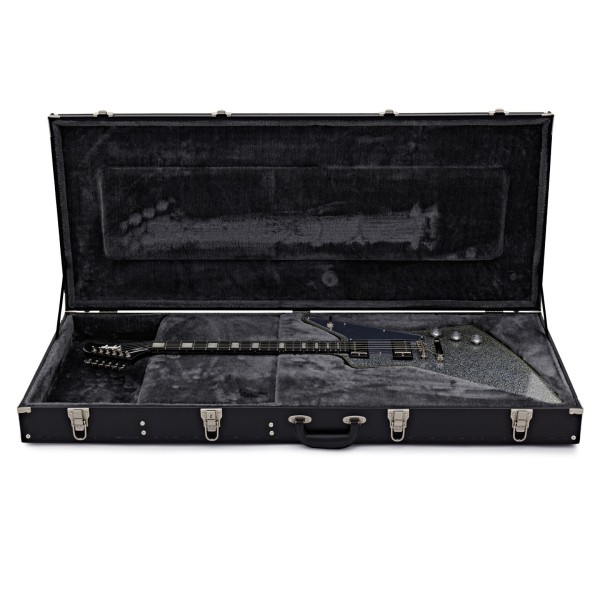 Epiphone Lzzy Hale Explorer Custom, Black Diamond Holographic Sparkle - guitar in case
