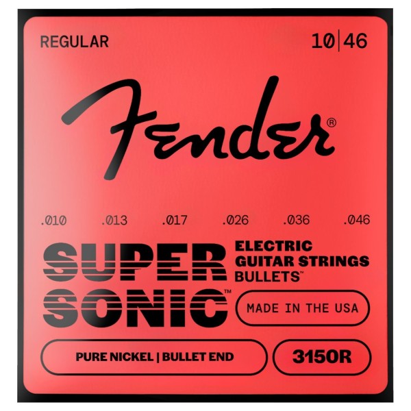 Fender SuperSonic Bullets 3150R Guitar Strings, Pure Nickel, Bullet End, Gauges .010-.046
