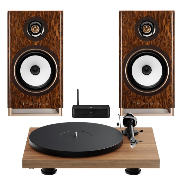Triangle Capella Speakers and Pro-Ject Debut Evo 2 Turntable Hi-Fi Bundle, Nebula Brown - mai n