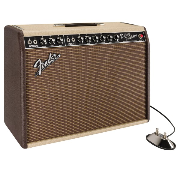 Fender 65 Deluxe Reverb Two Tone Vanilla Cocoa G1265 - amp and footswitch