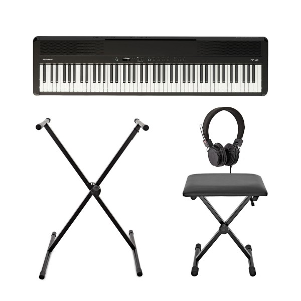 Roland FP-40 Digital Piano with Stand, Stool and Headphones, Black BOM