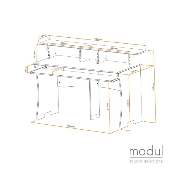 modul 3-Tier Pro Audio 8U Studio Desk, Black