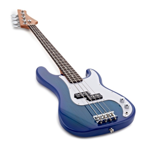 Tanglewood Northstar Littlestar 'NL6PBL' Short Scale Bass, Thru Blue - angled shot