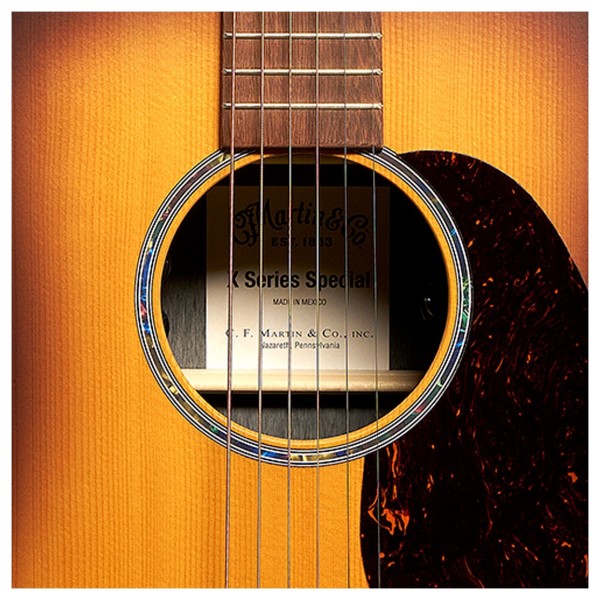 Martin D-X2E Brazilian Sunburst - soundhole