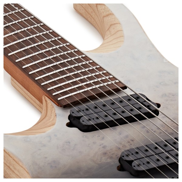 G4M 529 Left Handed Fanned Fret 8-String Electric Guitar, White Fade