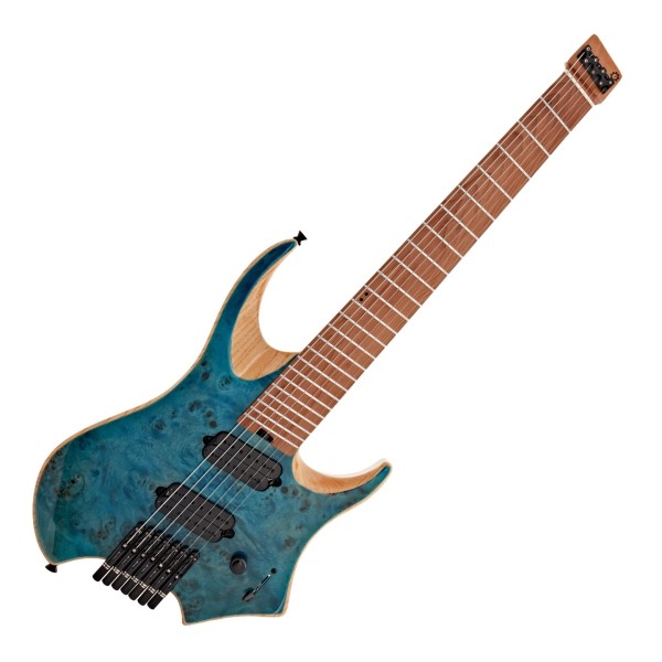 G4M 529 7-String Headless Electric Guitar, Trans Blue