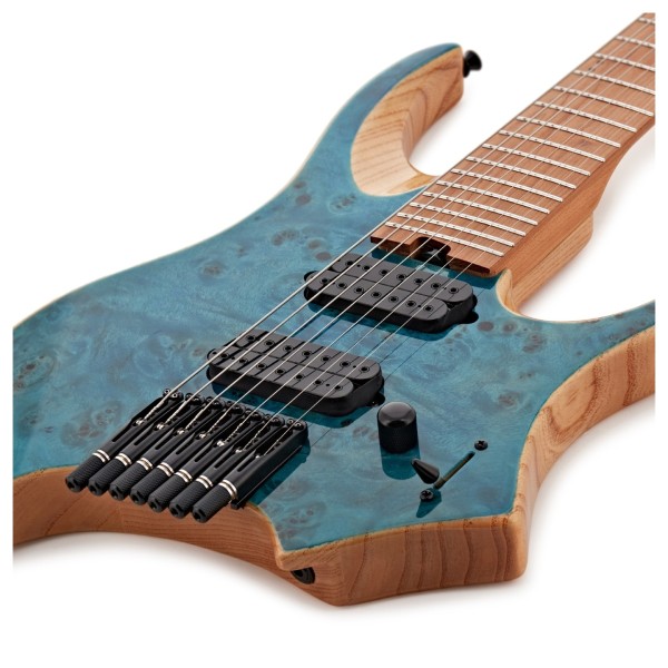 G4M 529 7-String Headless Electric Guitar, Trans Blue