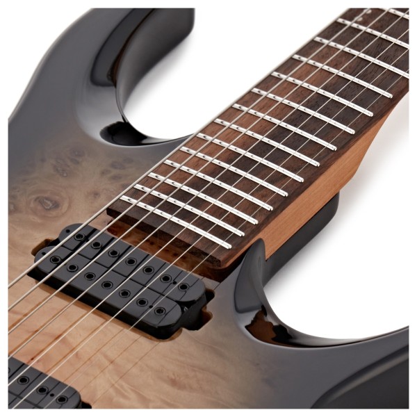 G4M 529 Electric Guitar, 7-String, Black Burl Burst