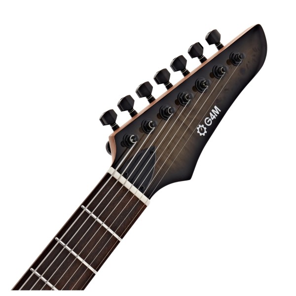 G4M 529 Electric Guitar, 7-String, Black Burl Burst