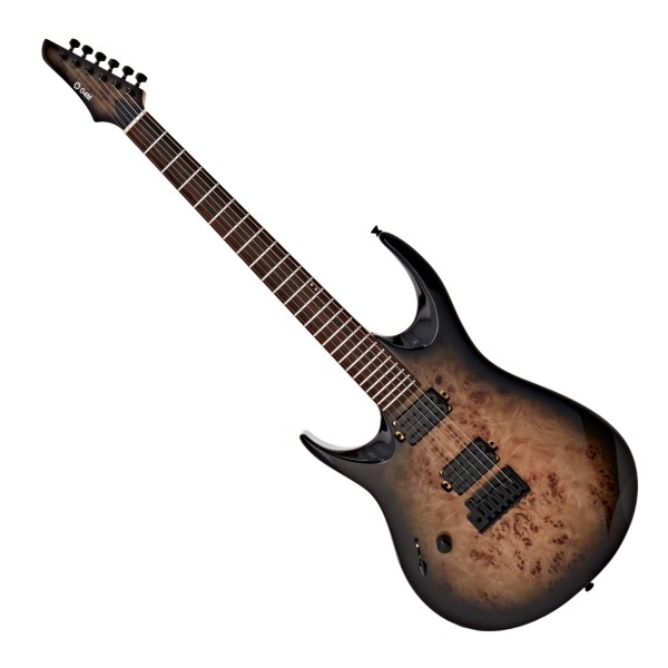 G4M 529 Left Handed Electric Guitar, Black Burl Burst
