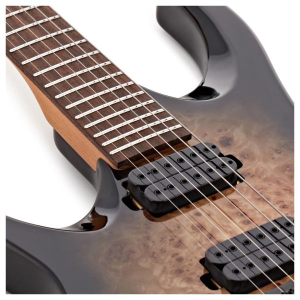 G4M 529 Left Handed Electric Guitar, Black Burl Burst