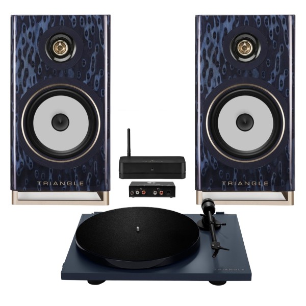 Triangle Capella Speakers and Lunar 1 Turntable Hi-Fi Bundle, Astral Blue - main 