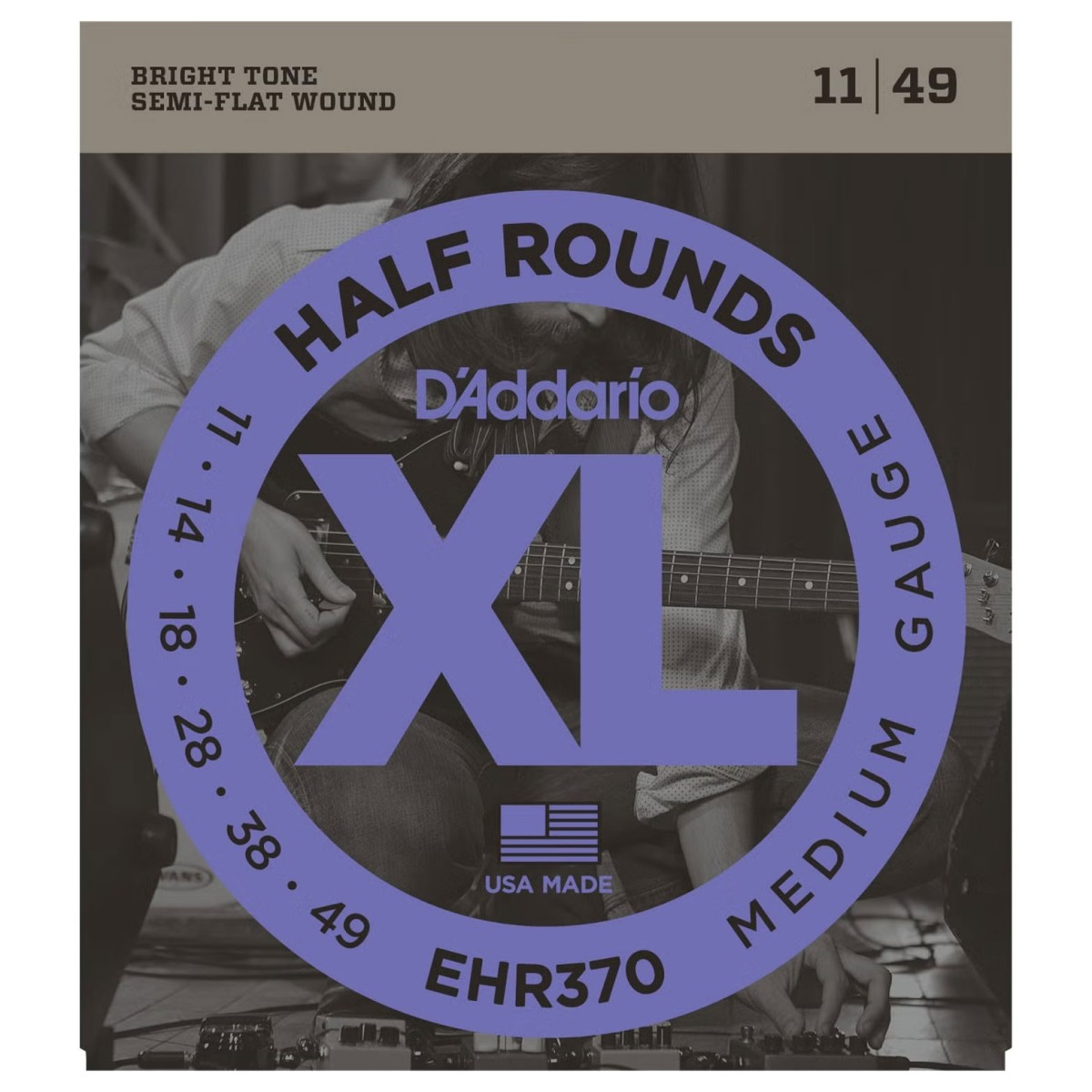 DAddario EHR370 XL Half Rounds Electric Guitar Strings 11-49