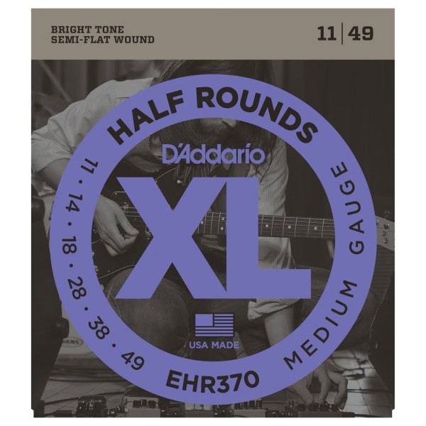 D'Addario EHR370 XL Half Rounds Electric Guitar Strings, 11-49