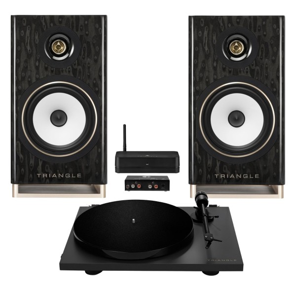 Triangle Capella Speakers and Lunar 1 Turntable Hi-Fi Bundle, Space White - main 