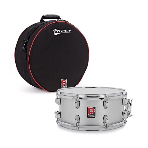 Premier Artist 14" x 6.5" Aluminium Snare Drum, Brushed Aluminium & Soft Case