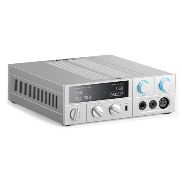 FiiO K17 R2R Desktop DAC and Headphone Amplifier, Silver - Angled