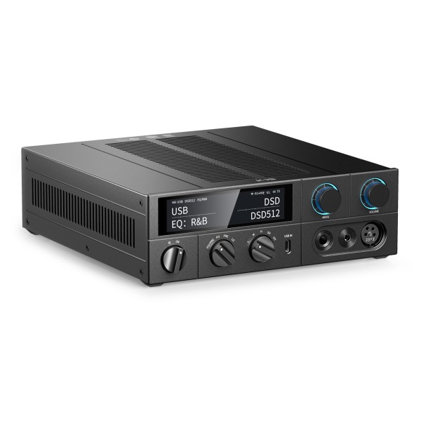FiiO K17 R2R Desktop DAC and Headphone Amplifier, Black - Angled