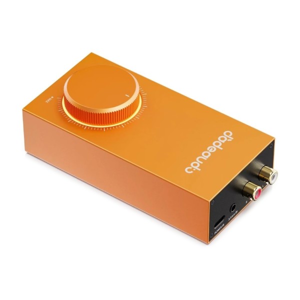 FiiO GIGAS Desktop Headphone Amp, Orange - Angled 2