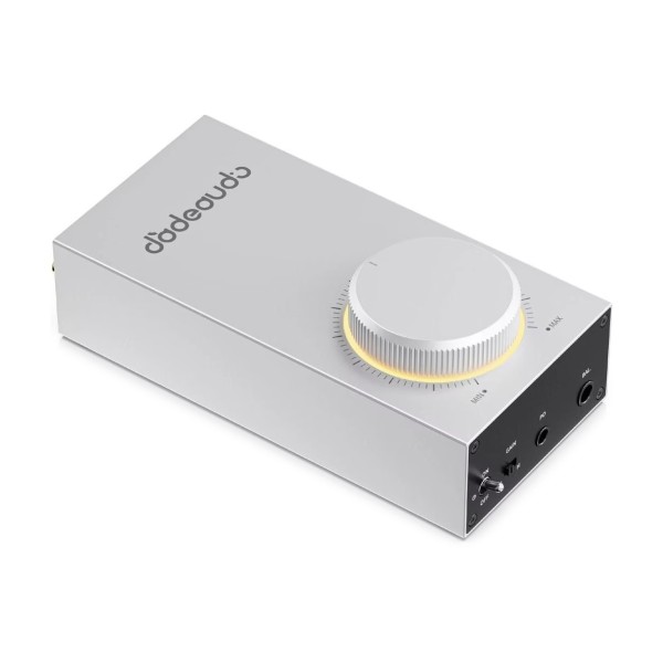 FiiO GIGAS 1 Desktop Headphone Amplifier, Silver - Angled