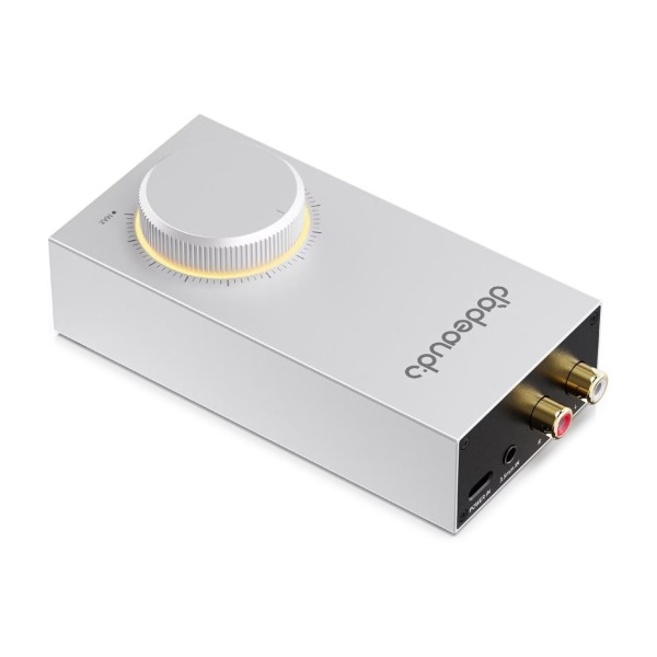 FiiO GIGAS Headphone Amp, Silver - Angled 2