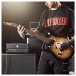 G4M 529 Standard Left Handed Electric Guitar, Black Burl Burst