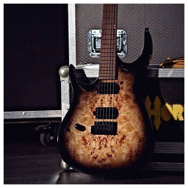 G4M 529 Standard Left Handed Electric Guitar, Black Burl Burst
